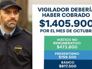 El salario correspondiente al mes de octubre para los vigiladores ya debería haberse hecho efectivo tras el cuarto día hábil. Según el último acuerdo paritario del sector, un trabajador de seguridad con categoría de Vigilador General debió haber percibido un sueldo conformado de $1.405.900.