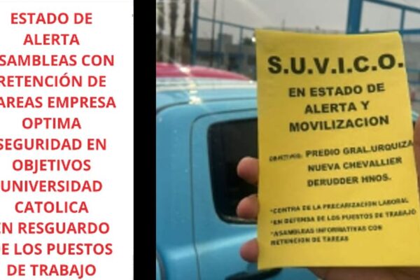 SUVICO SE DECLARA EN ESTADO DE ALERTA Y MOVILIZACIÓN EN DOS FRENTES DE CONFLICTO