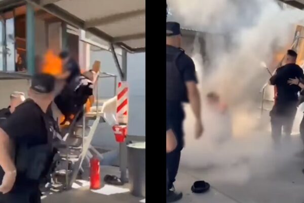 DRAMA EN ROSARIO: UN VIGILADOR SE PRENDIÓ FUEGO Y PELEA POR SU VIDA POR SALARIOS ADEUDADOS