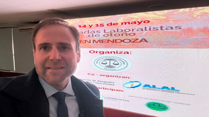 El equipo del reconocido abogado de los trabajadores de seguridad privada participó de las Jornadas Laboralistas de Otoño realizadas en la provincia de Mendoza los días 14 y 15 de mayo. En representación del espacio estuvo el abogado Pablo Martínez Canter, quien formó parte del importante encuentro nacional que reunió a profesionales del derecho laboral de distintos puntos del país y también del extranjero.