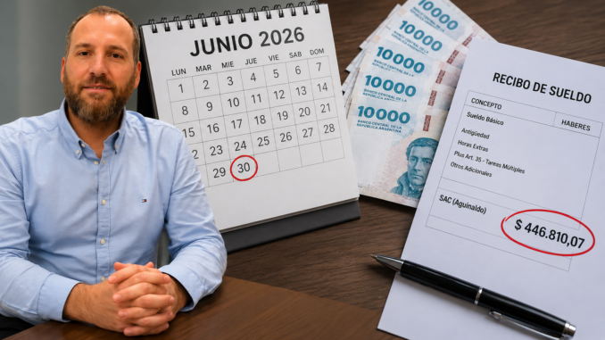 A pocos días del vencimiento del plazo legal para el pago del Sueldo Anual Complementario (SAC), el abogado especialista en derecho laboral y representante de trabajadores de seguridad privada, Leandro Martínez Canter, recordó que las empresas tienen tiempo hasta el 30 de junio para abonar el aguinaldo correspondiente al primer semestre de 2026. Además, advirtió que el monto mínimo para un vigilador sin antigüedad ni adicionales es de $446.810,07, por lo que cualquier suma inferior podría representar una incorrecta liquidación.