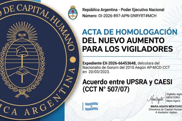 YA ES OFICIAL: HOMOLOGARON EL AUMENTO SALARIAL PARA LOS VIGILADORES DE TODO EL PAÍS