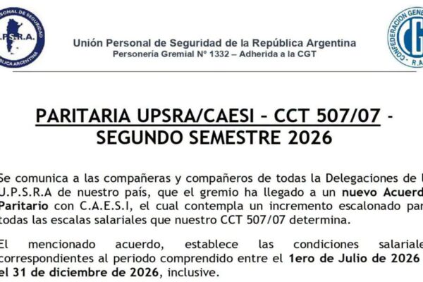 UPSRA DESCONOCE LAS ESCALAS SALARIALES QUE CIRCULAN Y PIDE PRUDENCIA HASTA LA HOMOLOGACIÓN DEL ACUERDO